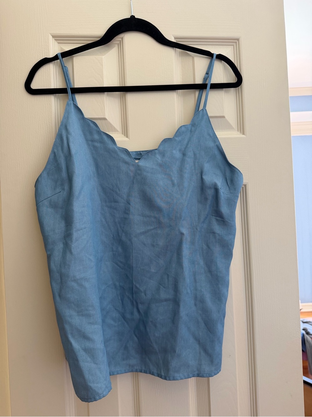 Francesca's Collections Light Blue Scalloped Neck Cami